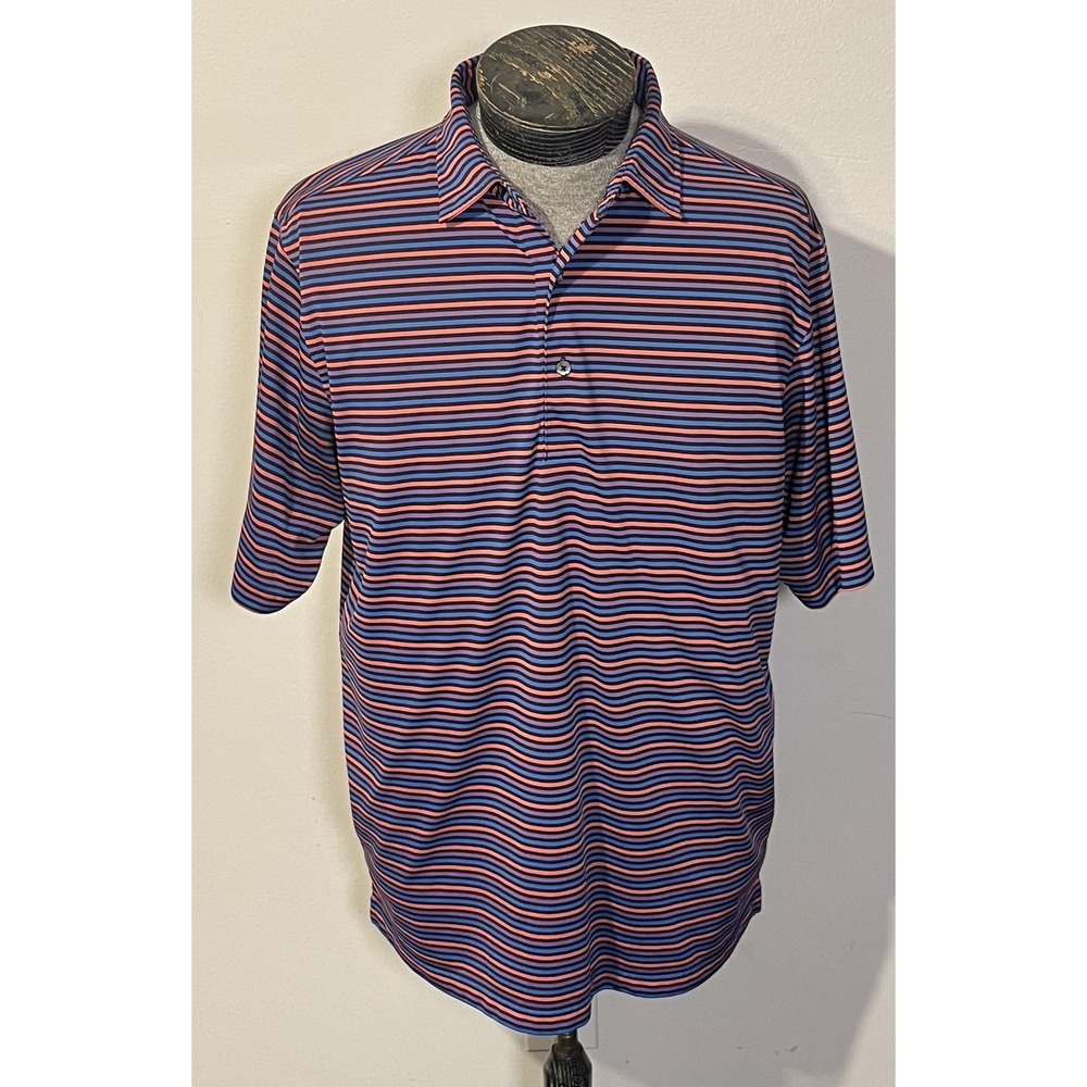 Donald Ross Polo Shirt Mens Medium Multicolor‎ Stripe Golf Performance Stretch